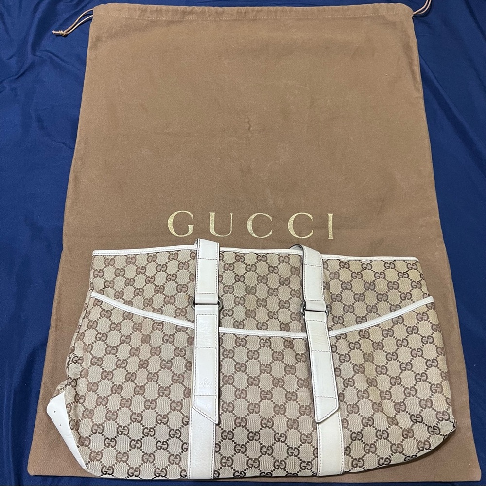 Gucci GG Canvas Tote Shoulder Leather Khaki Beige 153238 with original dust bag - Picture 13 of 13